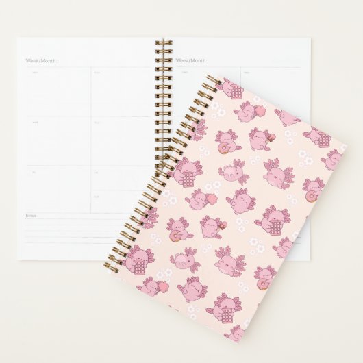 Agenda cute pink axolotls (Devant avec enveloppe)