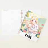 Agenda de chica abrazando a un gato (Devant avec enveloppe)