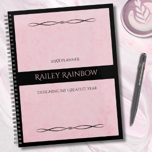 Agenda Executive Monogramme Noir Rose Élégant