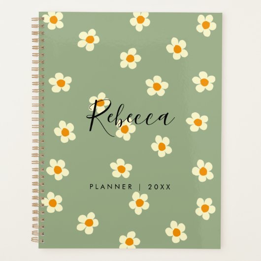 Agenda Fleurs de Marguerites Vertes Moderne Person (Devant)