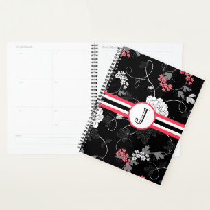Agenda Fleurs Tourbillons Noir Rose