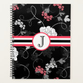 Agenda Fleurs Tourbillons Noir Rose (Devant)