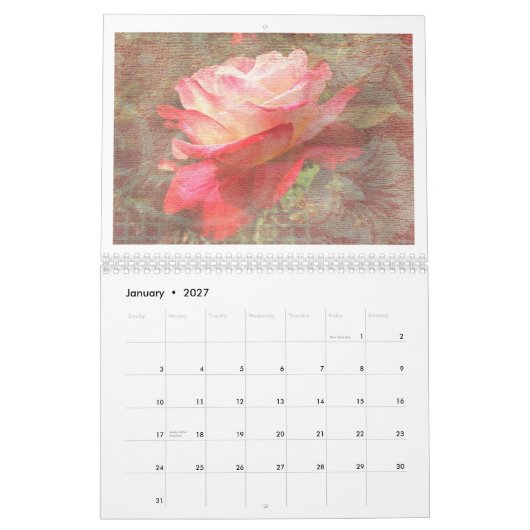 Agenda gestructureerde Rozen voor 2014 Kalender (Jan 2027)