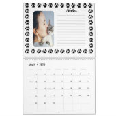 agenda met zwart pootafdrukpatroon kalender (Mar 2026)