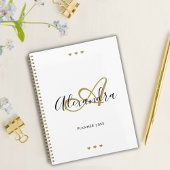Agenda Monogramme Initial Script Or Noir
