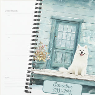 Agenda non daté Chien Samoyède Hiver