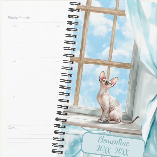 Agenda non daté de rendez-vous avec chat Sphynx