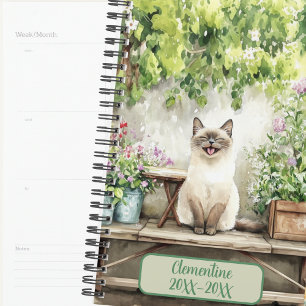 Agenda non daté de rendez-vous avec un chat siamoi