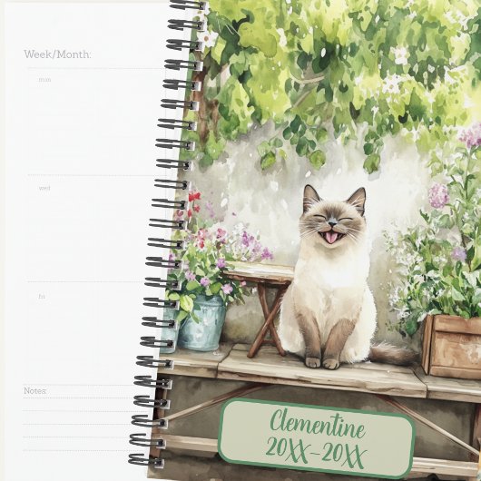 Agenda non daté de rendez-vous avec un chat siamoi