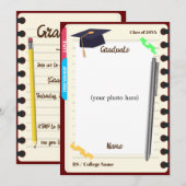 Agenda Notitieboek Multomap Afstuderen Fotofeestje Kaart (Voorkant / Achterkant)