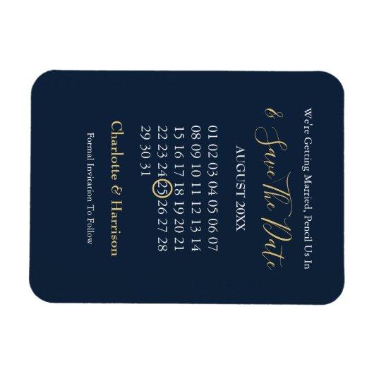 Agenda opslaan Datum 'marine Gold Editable' Magneet (Horizontaal)