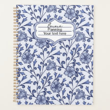 Agenda personnalisé à fleurs bleues