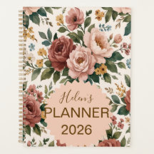 Agenda personnalisé à motifs floraux vintage