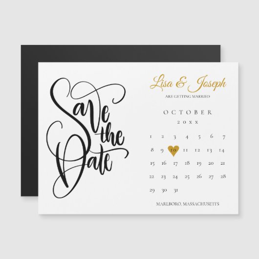 Agenda Script Gold Heart Weddenschap Opslaan Datum (Voorkant / Achterkant)