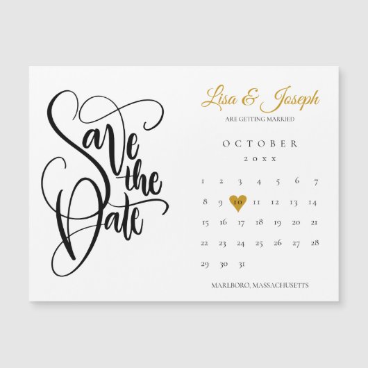 Agenda Script Gold Heart Weddenschap Opslaan Datum (Voorkant)
