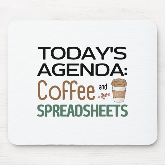 Agenda van vandaag: Muismat koffie en spreadsheets (Voorkant)