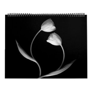 Agenda voor zwarte en witte bloemen kalender