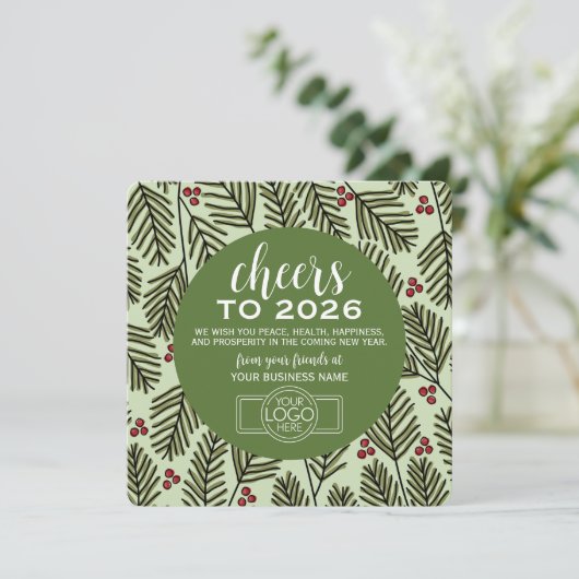 Agenda Zakelijke Logo - Green Branches Cheers Feestdagenkaart (Staand voorkant)