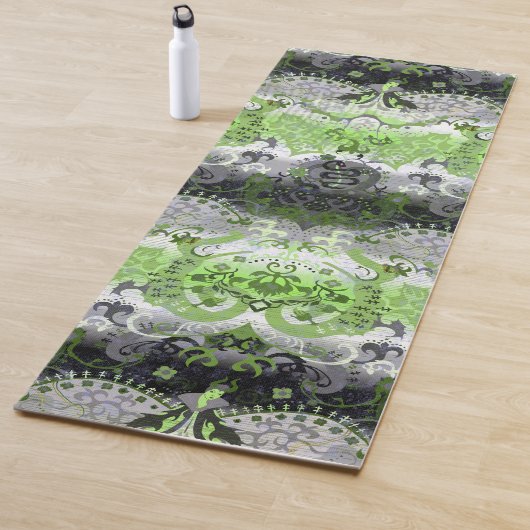 Agender Dragon Damask - Agender Pride Flag Colors Yogamat (In situ)