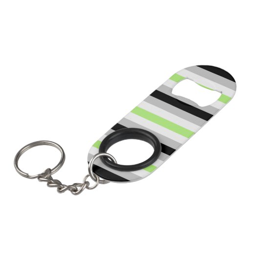 Agender Flag Mini Flessenopener (Voorkant Gekanteld)