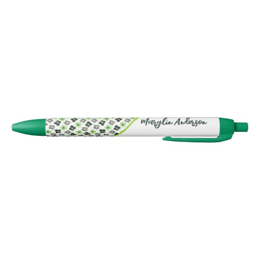 AGENDER FLORAL PATROON LGBTQ CUSTOM MONOGRAM ZWARTE INKT PEN (Bodem)
