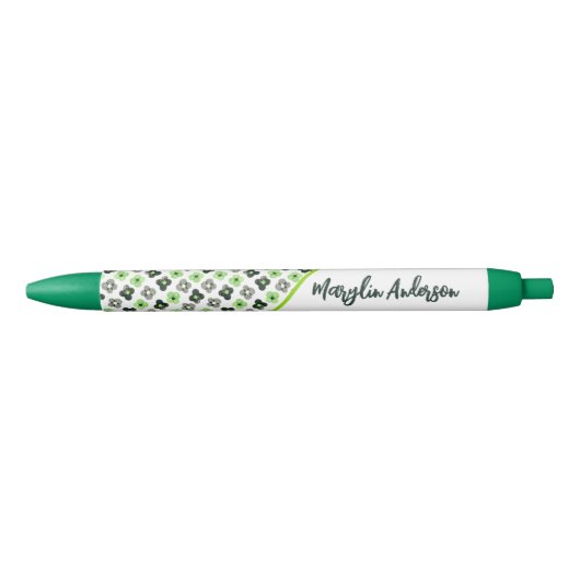 AGENDER FLORAL PATROON LGBTQ CUSTOM MONOGRAM ZWARTE INKT PEN (Voorkant)