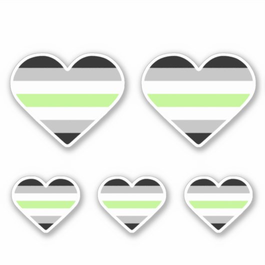 Agender Pride Vlag Hart Sticker (Voorkant)