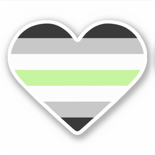 Agender Pride Vlag Hart Sticker (Voorkant)
