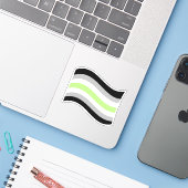 Agender Pride Wavy Flag Sticker (Laptop met iPhone)