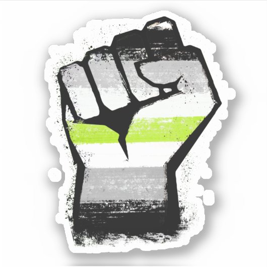 Agender Protest Fist Sticker (Voorkant)