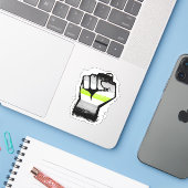Agender Protest Fist Sticker (Laptop met iPhone)