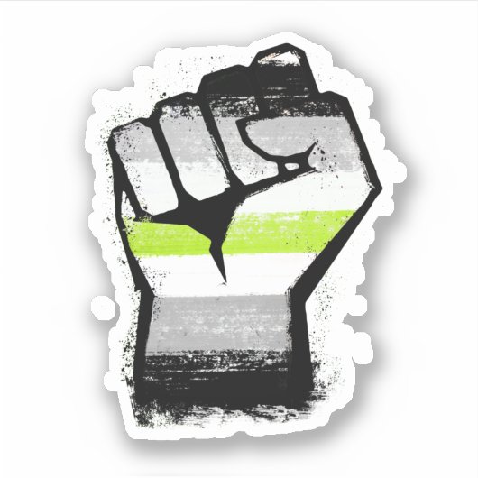 Agender Protest Fist Sticker (Voorkant)