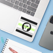 Agender Protestvlag Sticker (Laptop met iPhone)