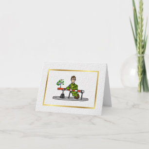 Agent aan rand met kerstboomkaart kaart