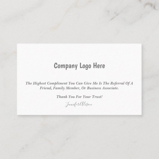 Agent de prêt / Hypothèque / Carte de visite immob (Dos)