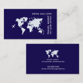 Agent de voyage bleu foncé avec carte du monde (Devant / Derrière)