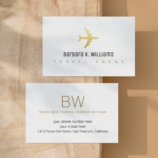 Agent de voyage Carte de visite blanc avec avion