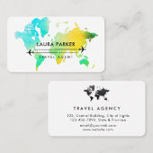 Agent de voyage Carte du monde Vacances Eau Turquo (Devant / Derrière)