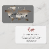 Agent de Voyage Carte Mondiale Vacances Rose Or (Devant / Derrière)