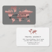 Agent de Voyage Carte Mondiale Vacances Rose Or (Devant / Derrière)