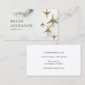 Agent de voyage Gold Avions Marbre Carte de visite (Devant / Derrière)