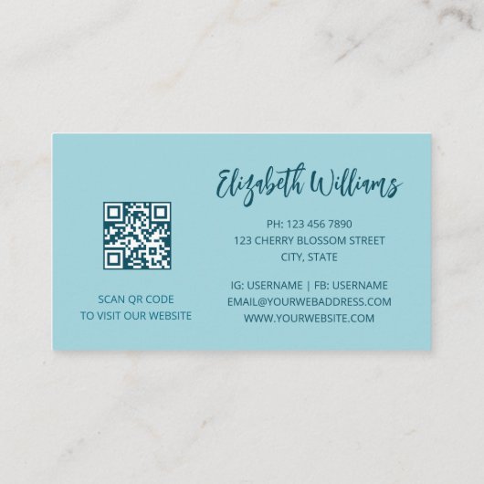 Agent de voyage Ocean | Carte de visite de code QR (Dos)