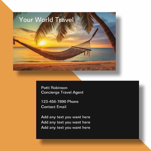 Agent de voyage Sunset Hammock Cartes de visite
