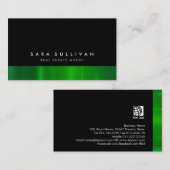 Agent immobilier Carte de visite en métal vert gra (Devant / Derrière)