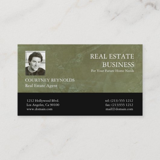 Agent immobilier Cartes de visite Vert toscan (Devant)