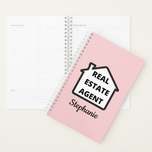 Agent immobilier rose moderne (Devant avec enveloppe)