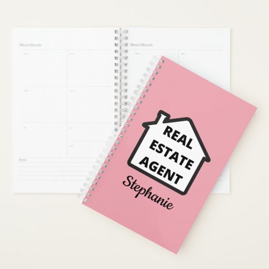 Agent immobilier rose moderne (Devant avec enveloppe)