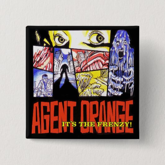 Agent Oranje "Het is de Frenzy" Square Punk Button (Voorkant)