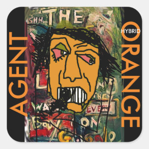 AGENT ORANJE HYBRIDE VIERKANTE STICKER