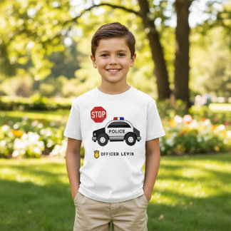 Agent Politieauto Aangepaste Verjaardagsnaam T-shirt